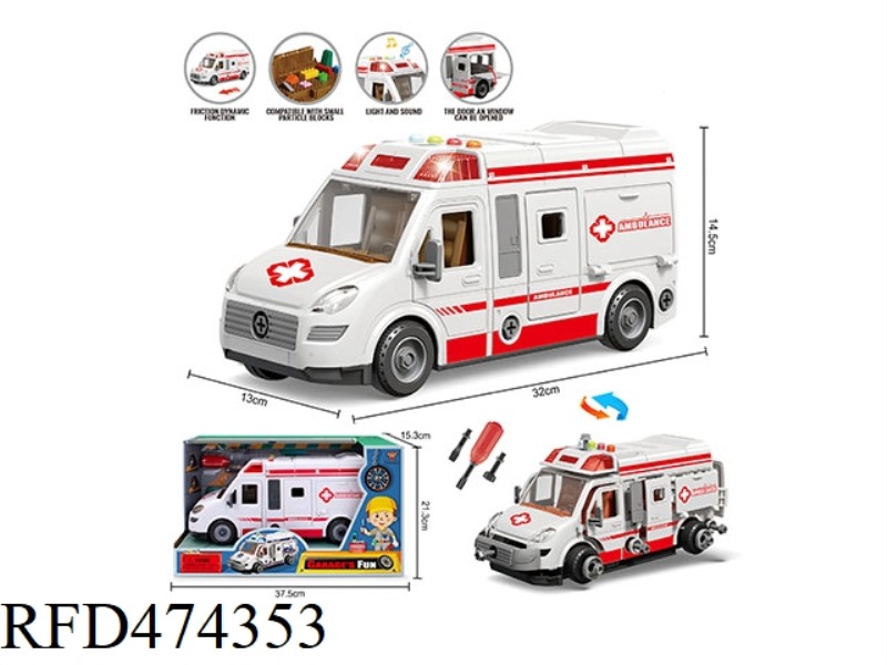 DISASSEMBLY AND ASSEMBLY OF SOUND AND LIGHT INERTIAL MODEL CAR CITY AMBULANCE