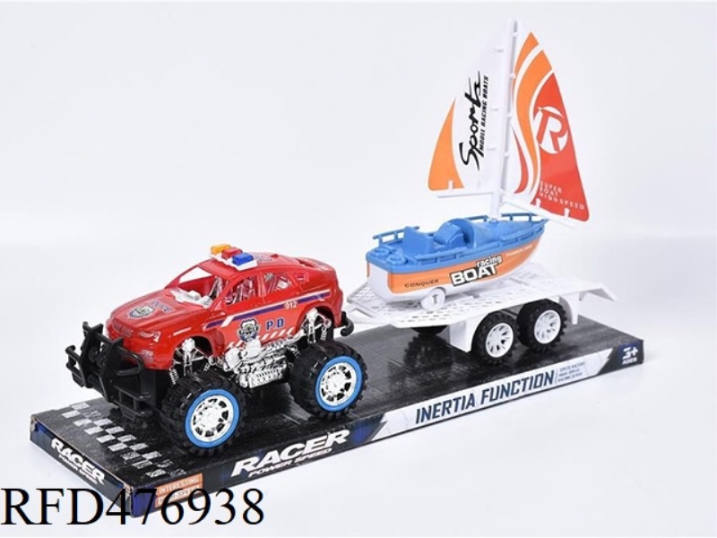 INERTIAL POLICE CAR TOW 1 SLIDING SOLID COLOR SHIP
