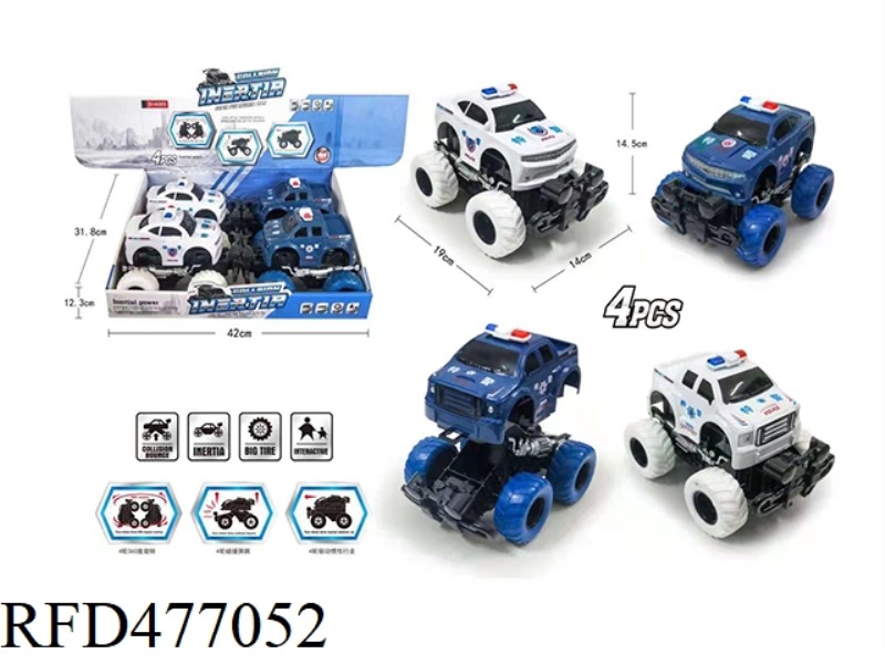 INERTIA FOUR-WHEEL COLLISION POLICE CAR 4PCS