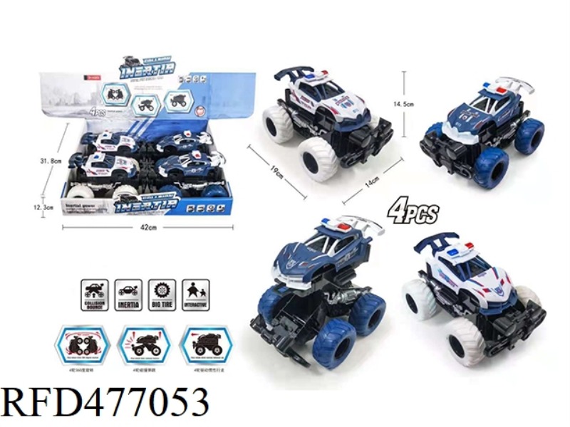 INERTIA FOUR-WHEEL COLLISION POLICE CAR 4PCS