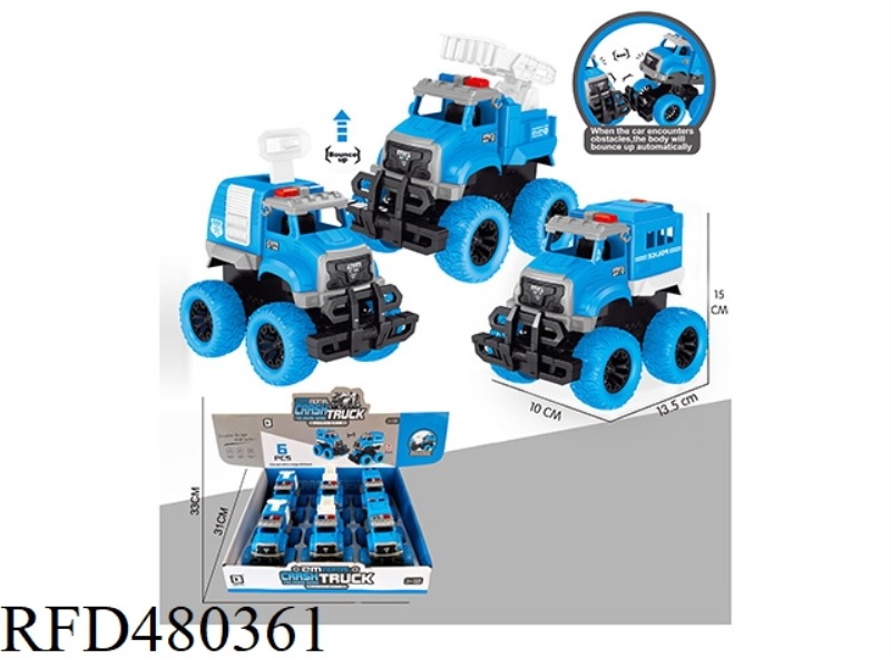 INERTIA COLLISION POLICE CAR 6PCS/DISPLAY BOX