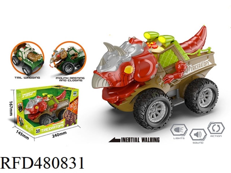 INERTIAL MECHANICAL TRICERATOPS (WITH LIGHT, MUSIC, AND ACTION)