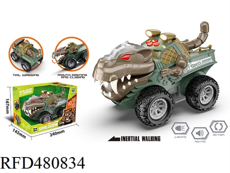 INERTIAL MECHANICAL SABER-TOOTHED TIGER CAR (WITH LIGHT, MUSIC, AND ACTION)