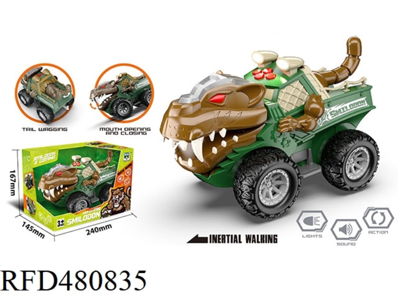 INERTIAL MECHANICAL SABER-TOOTHED TIGER CAR (WITH LIGHT, MUSIC, AND ACTION)