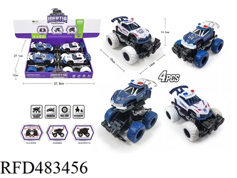 INERTIA FOUR-WHEEL COLLISION POLICE CAR (4PCS)