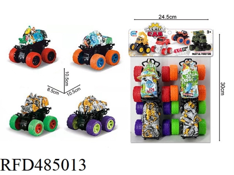 4 GRAFFITI DOUBLE INERTIA DINOSAUR CARS