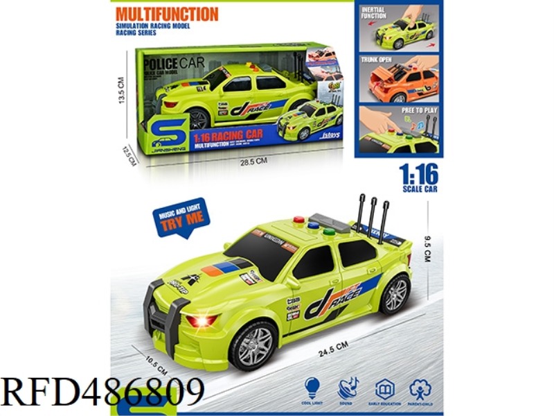 INERTIA CAR WITH LIGHT AND SOUND CAN DRIVE THE REAR TRUNK
