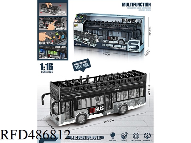 INERTIAL URBAN DOUBLE-DECKER OPEN AIR BUS WITH LIGHT AND SOUND CAN OPEN DOORS