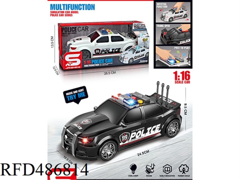 INERTIAL POLICE CARS WITH LIGHTS AND SOUND CAN DRIVE IN THE REAR TRUNK