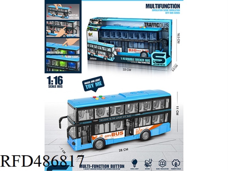 INERTIAL URBAN DOUBLE-DECKER BUS WITH LIGHT AND SOUND TO OPEN DOORS