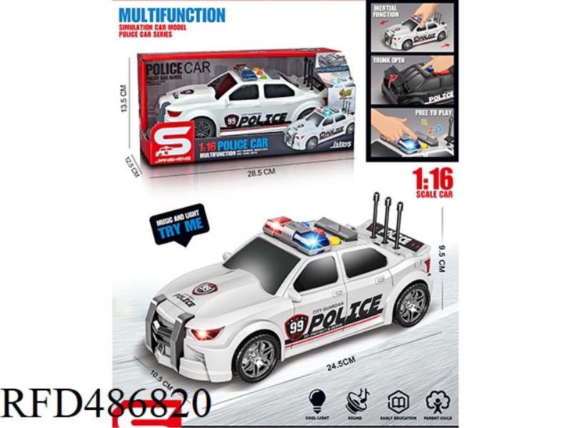INERTIAL POLICE CARS WITH LIGHTS AND SOUND CAN DRIVE IN THE REAR TRUNK