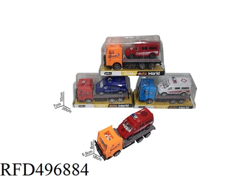 18 CM INERTIA TRACTOR VEHICLE A 10 CM JAI AI POLICE CAR, 3 COLORS - RED/YELLOW/BLUE