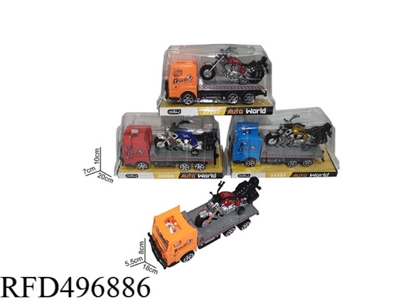 18 CM INERTIA TRACTOR VEHICLE A 12 CM JAI AI MOTORCYCLE, 3 COLORS - RED/YELLOW/BLUE