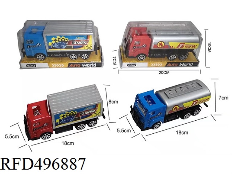 18 CM INERTIA TRACTOR CONTAINER/TANKER, 2 MODELS WITH 3 COLORS - RED/YELLOW/BLUE