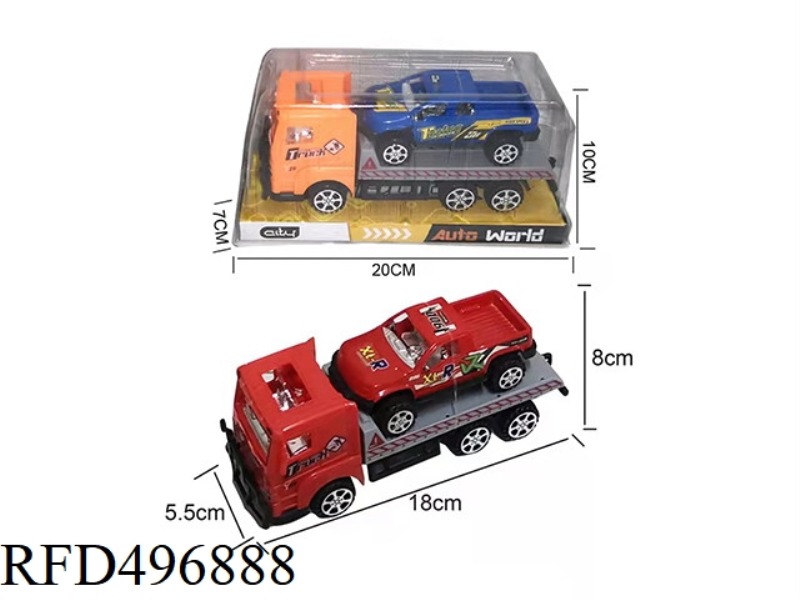 18 CM INERTIA TRACTOR VEHICLE A 10 CM TAXI, 3 COLORS - RED/YELLOW/BLUE