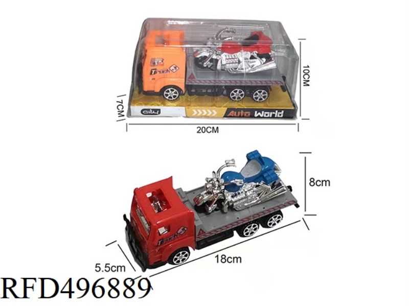 18 CM INERTIA TRACTOR VEHICLE A 9 CM SCOOTER, 3 COLORS - RED/YELLOW/BLUE