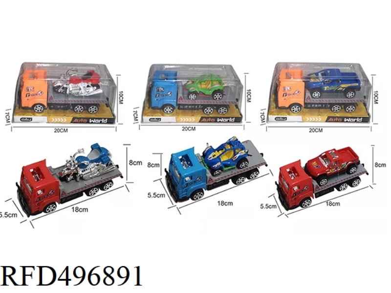 18 CM INERTIA TRACTORS EACH CARRY 1 10/9/7 CM SCOOTER/MOTORCYCLE/KART IN 3 COLORS - RED/YELLOW/BLUE