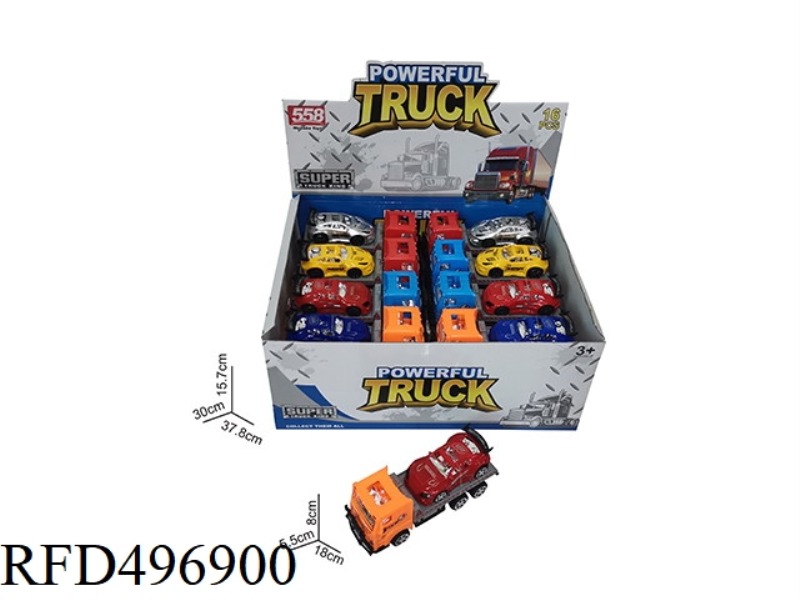 18 CM INERTIA TRACTOR VEHICLE A 10 CM JAI AI RACER, 3 COLORS - RED/YELLOW/BLUE 16PCS
