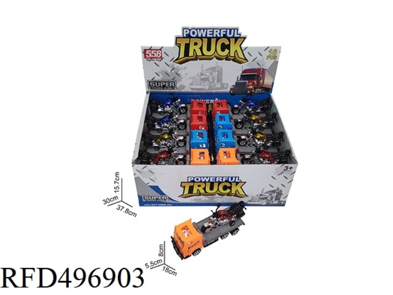 A 12 CM JAI AI MOTORCYCLE WITH 18 CM INERTIA TRACTOR, 3 COLORS - 16PCS RED/YELLOW/BLUE