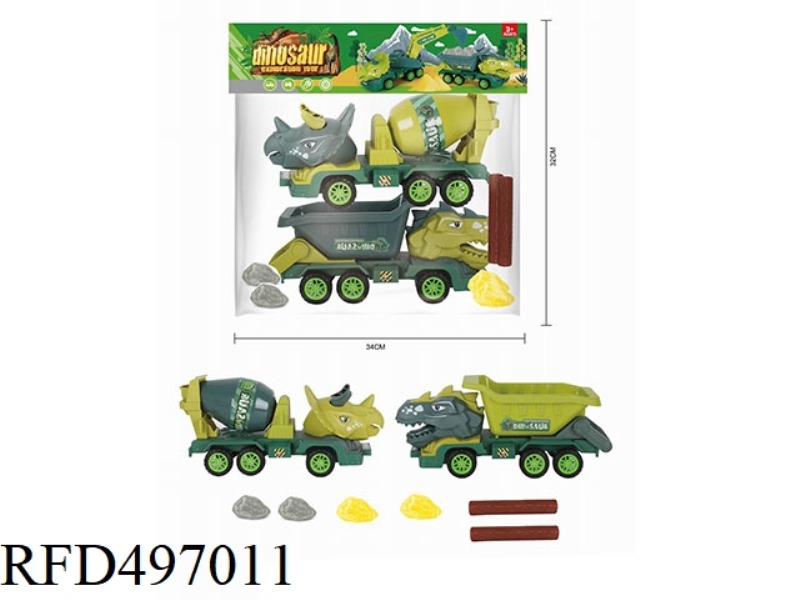 TYRANNOSAURUS REX TRUCK - TRICERATOPS TANKER (2 COLORS MIXED)