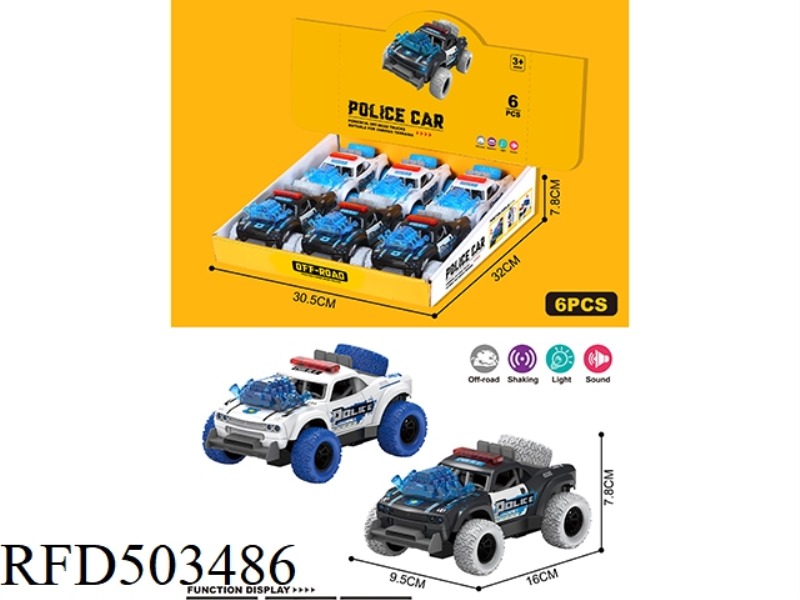 INERTIAL SOUND-LIGHT ROTATION POLICE CAR 360 DEGREES 6PCS