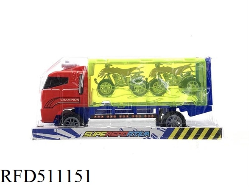 AN INERTIAL TRACTOR CARRIES TWO MOTORCYCLES