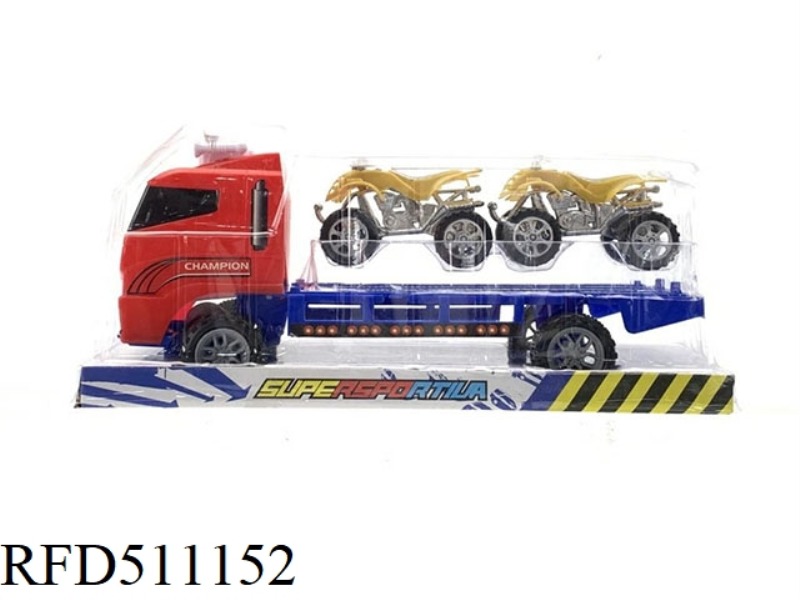 AN INERTIAL TRACTOR CARRIES TWO MOTORCYCLES