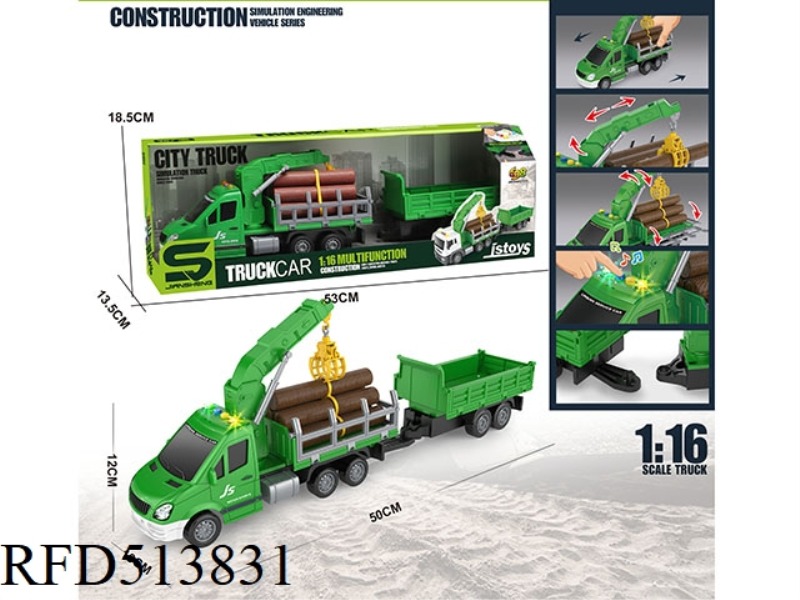 1:16 INERTIA WOOD CARRIER TOWING SMALL TIPPER (WITH LIGHTS AND MUSIC)