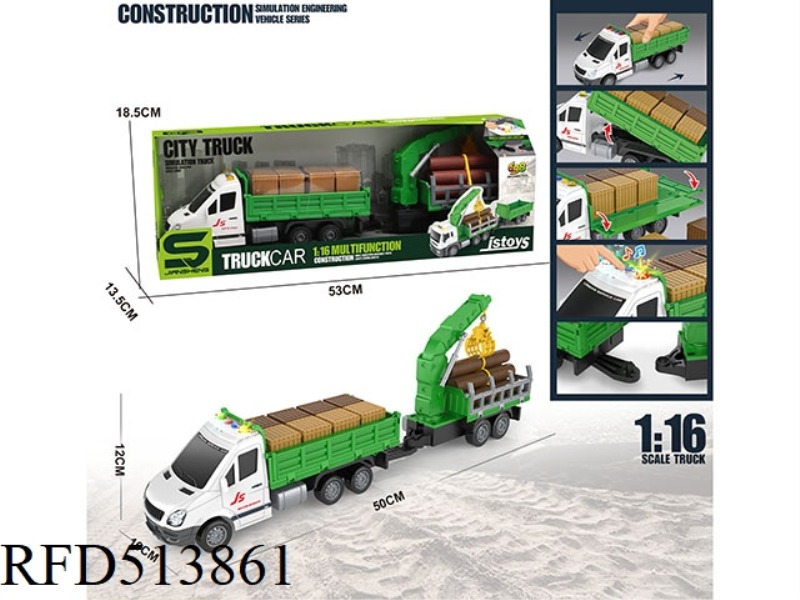 1:16 INERTIA WOODEN BOX TRANSPORT CAR HAULING WOOD TRANSPORT CAR (WITH LIGHTS AND MUSIC)