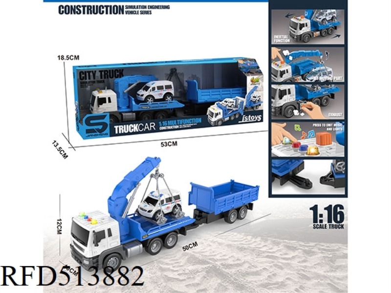 1:16 INERTIA ROAD ADMINISTRATION TRAILER TOWING SMALL TIPPER (WITH LIGHTS AND MUSIC)