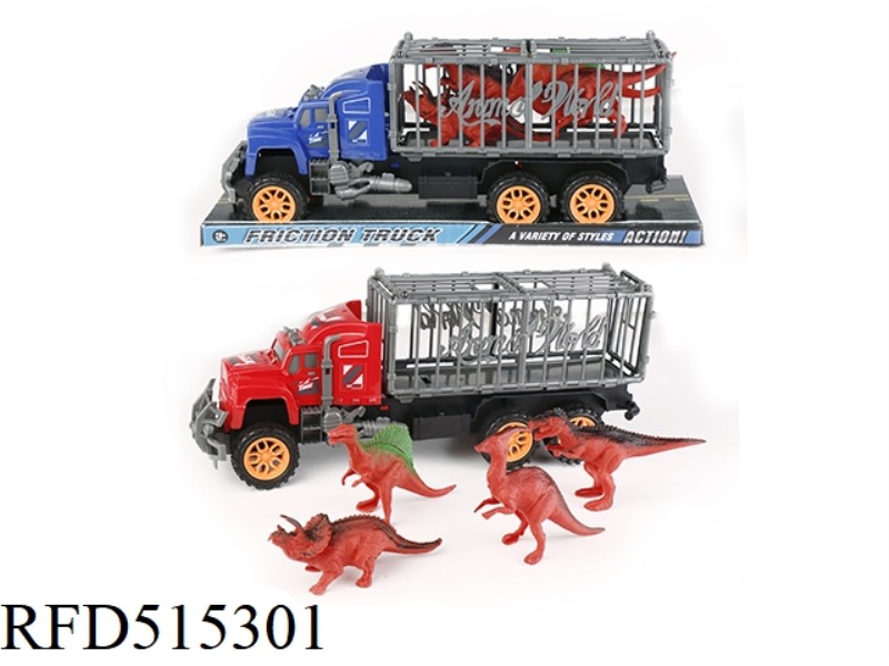 INERTIA TRACTOR TOWED ANIMAL BLUE OUTFIT 4 RED DINOSAURS