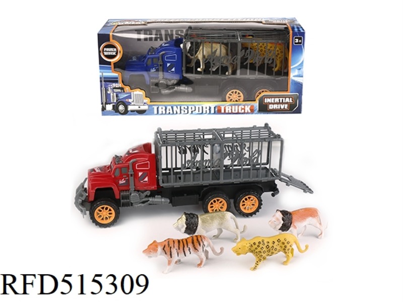 INERTIA TRACTOR TOWED ANIMAL BLUE OUTFIT 4 TIGER LIONS