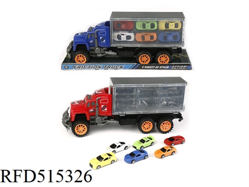 INERTIA TRACTOR CAR TOWS 6 SOLID COLOR RACING CARS (PLASTIC)