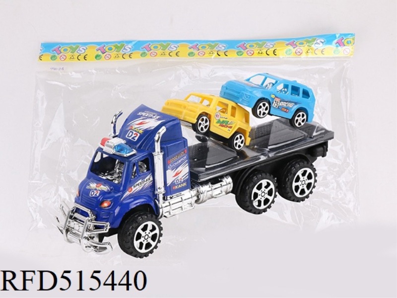 INERTIA TRACTOR TOWED 2 SPRAY-PAINTED COMMERCIAL CARS