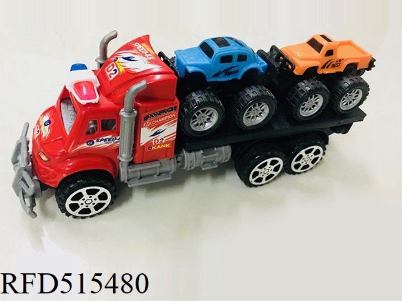 INERTIA TRACTOR TOWS TWO BIG WHEELERS