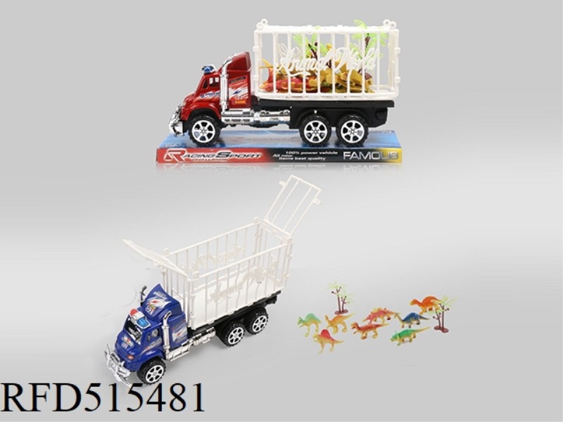 INERTIA TRACTOR DRAGS 8 LITTLE DINOSAURS + 2 TREES