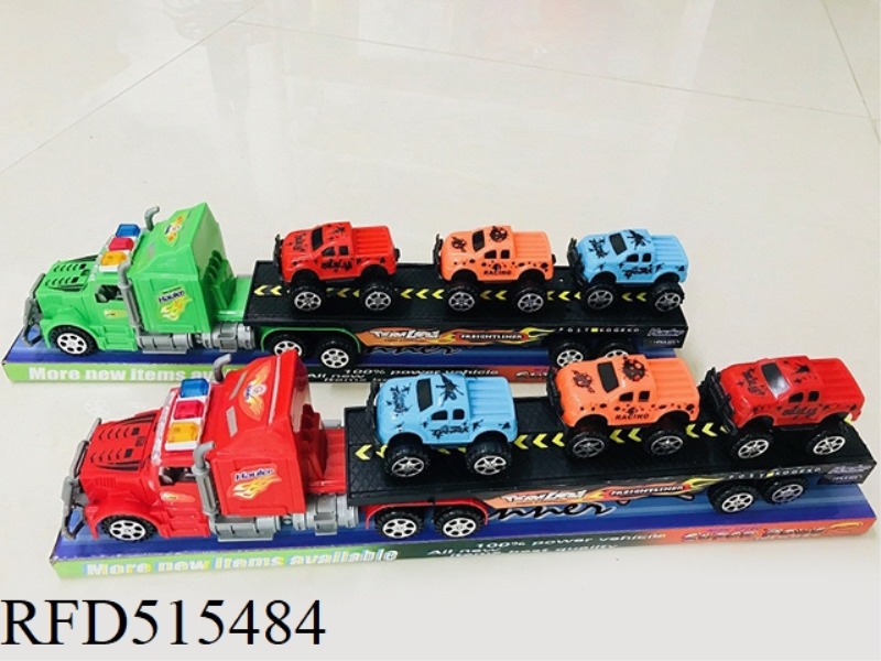 INERTIAL TRACTOR
TOWING THREE SUVS.
