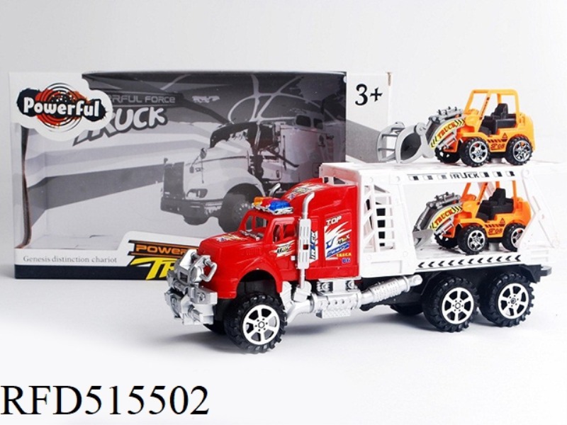 INERTIA TRACTOR TOWS TWO ENGINEERING VEHICLES (DOUBLE DECK)