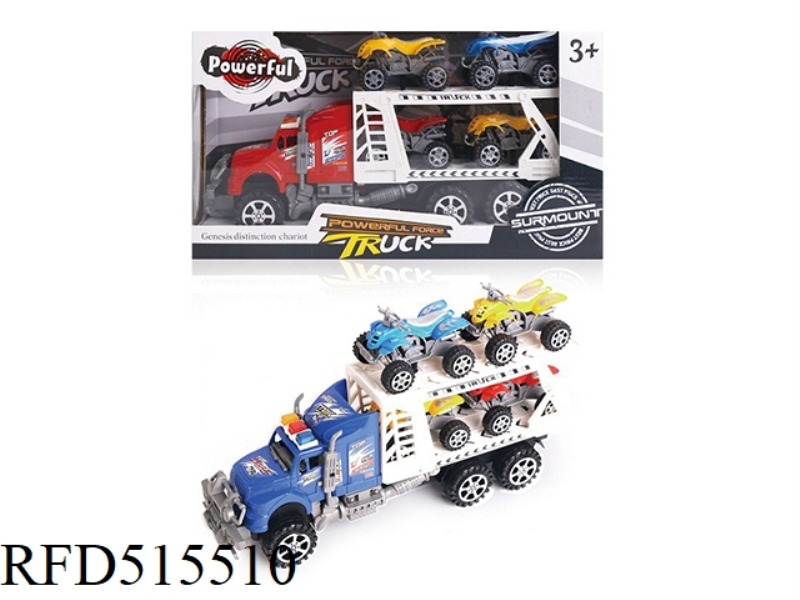 INERTIA TRACTOR TOWS FOUR SAND WRECKS (DOUBLE DECK)