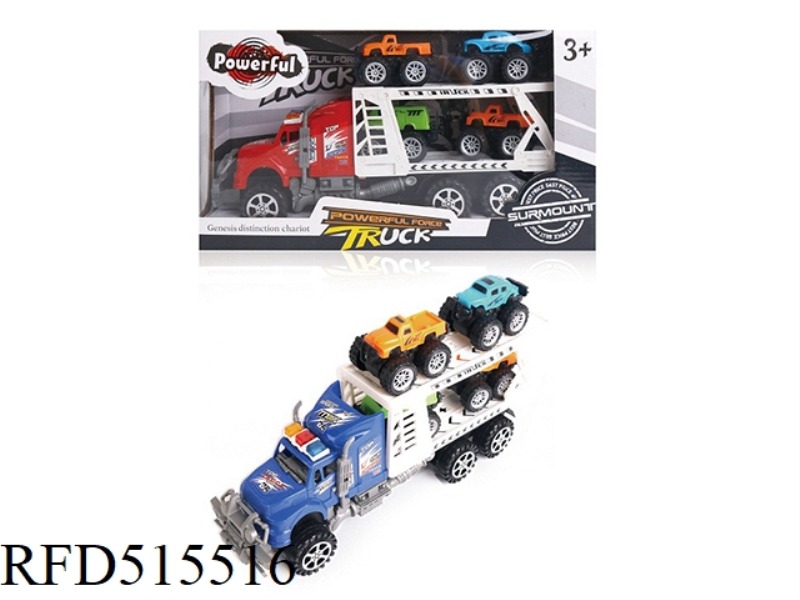 INERTIA TRACTOR TOWS FOUR BIG WHEELERS (DOUBLE DECK)