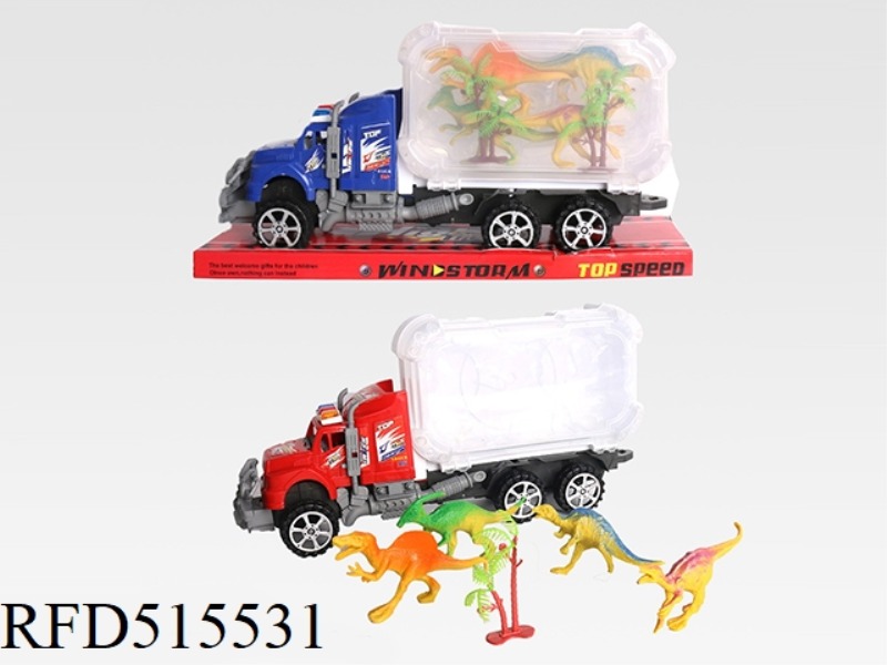 INERTIA CAR STORAGE BOX CONTAINS 4 DINOSAURS + 2 TREES