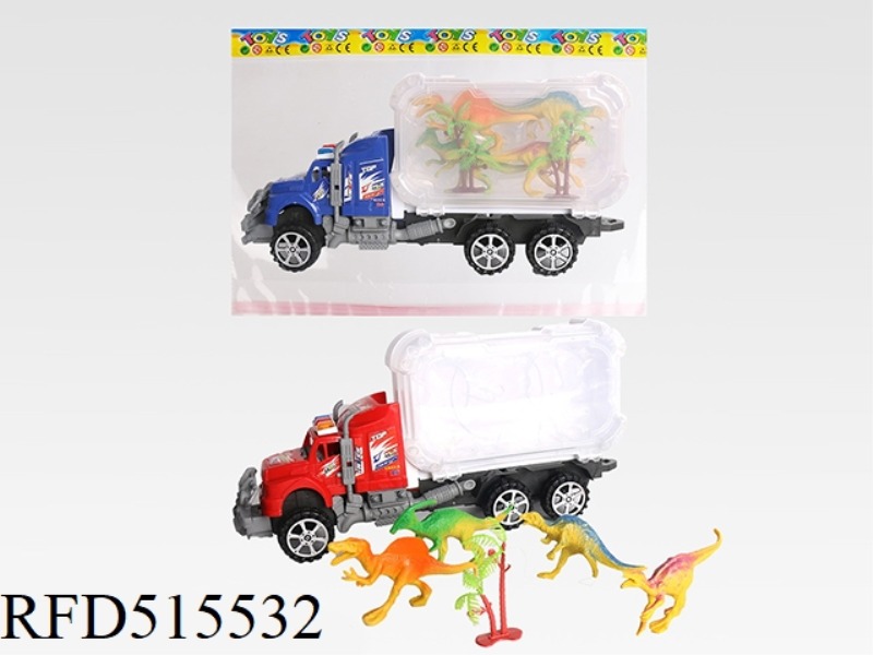 INERTIA CAR STORAGE BOX CONTAINS 4 DINOSAURS + 2 TREES
