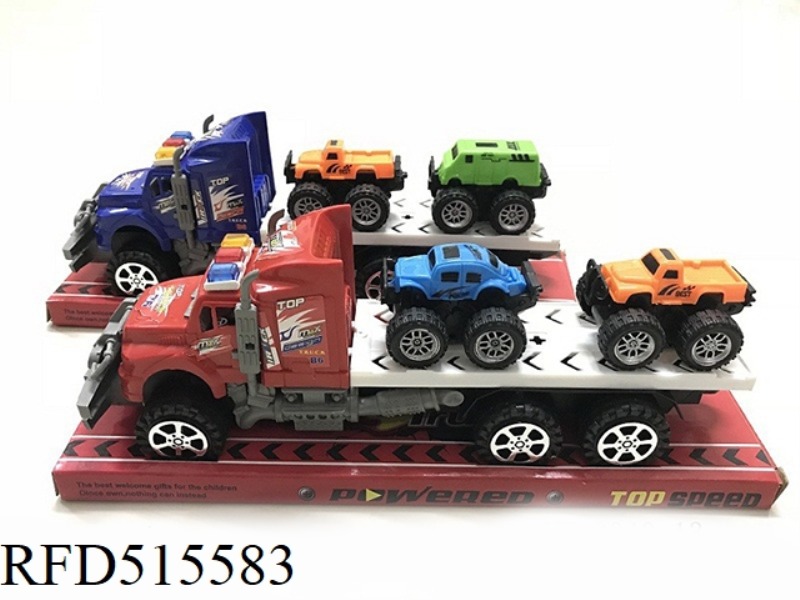 INERTIA TRACTOR TOWS 2 BIG WHEELERS