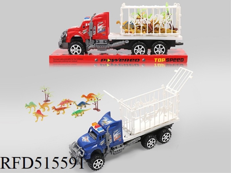 INERTIA TRACTOR DRAGS 8 LITTLE DINOSAURS + 2 TREES