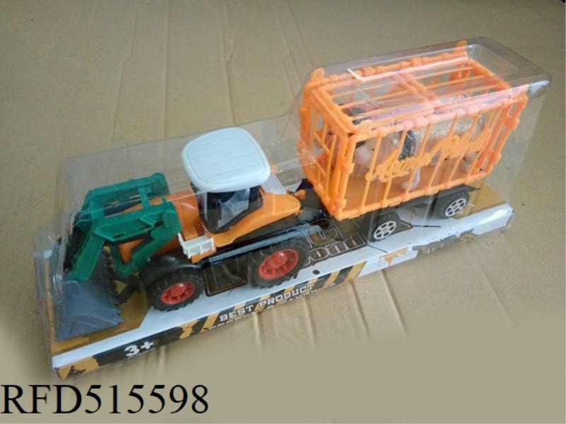 THE INERTIA FARMER'S CAR TOWS TWO LIONS.