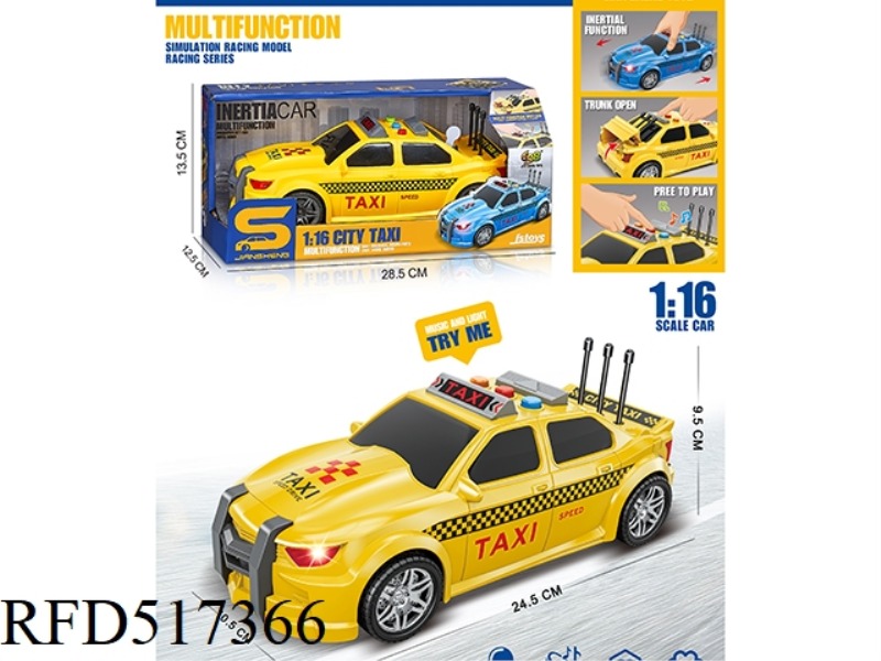 INERTIA TAXI WITH LIGHT AND SOUND CAN OPEN THE REAR TRUNK
