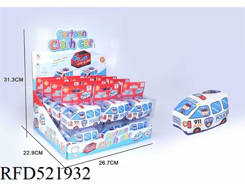 BABY MINI POLICE CARTOON CLOTH CAR 24PCS