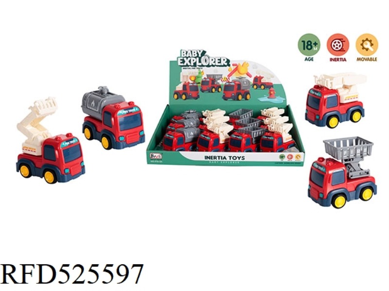 INERTIA FIRE TRUCK 4 TYPES MIXED 12PCS