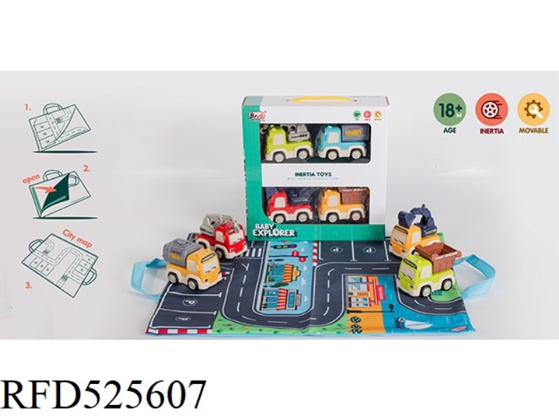 INERTIAL EXCAVATOR, DUMP TRUCK, HOIST, TANKER 4 IN 1, GIFT MAP STORAGE BAG