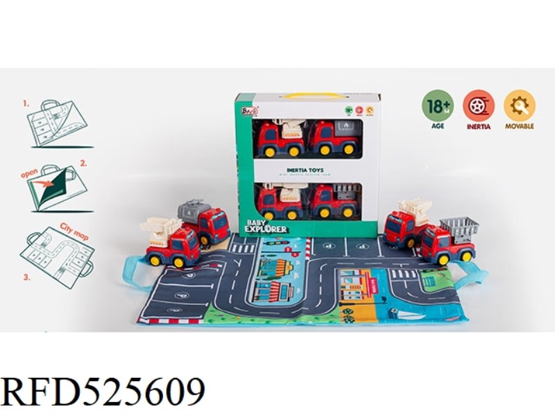 INERTIAL LADDER TRUCK, LIFT TRUCK, RESCUE TRUCK, WATER CANNON TRUCK 4 IN 1, GIFT MAP STORAGE BAG